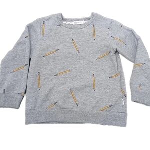 Grey Crewneck Kids School Sweater Pencil Graphic Sweater Size:4 miles Kids